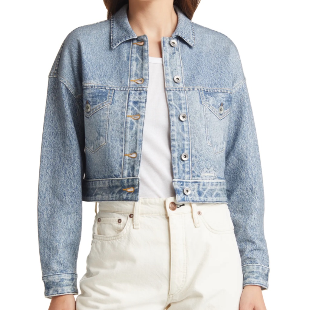 Nwt $325 Rag + Bone Miramar Crop Denim Trucker Jacket In Dara!